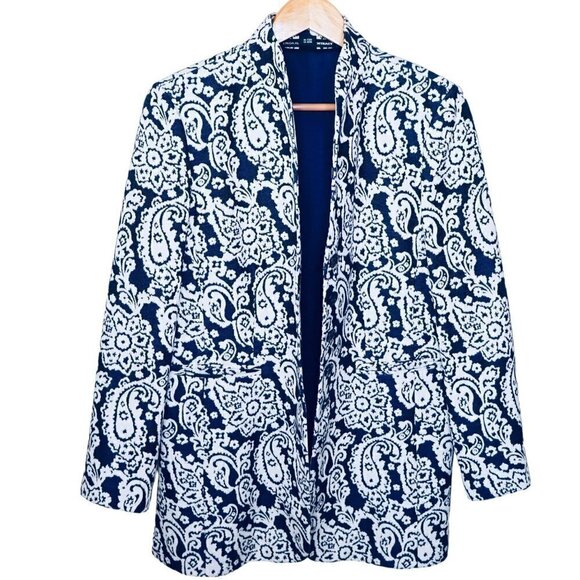 Ellen Tracy Jackets & Blazers - Ellen Tracy x Linda Allard Blazer Size 12 Tapastry Blue White Paisley Jacket‎